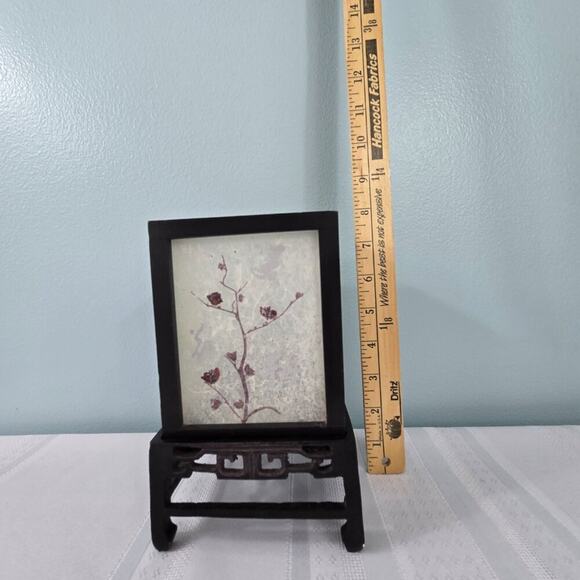 Oriental Style Wooden Frame Tea Candle Holder Frosted Sides Cherry Blossom Print - Picture 8 of 10